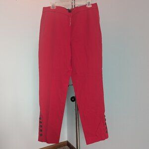 Talbot's red ankle length cotton blend pants with button detail NWT